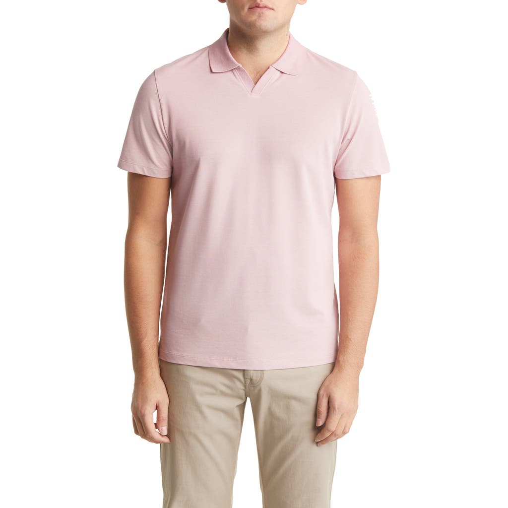 Robert Barakett Farnsworth Short Sleeve V-neck Piqué Polo In Pink