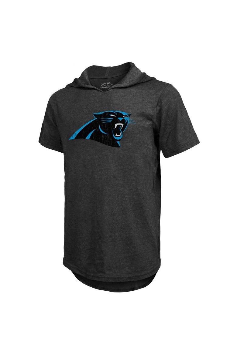Men's Majestic Threads Bryce Young Black Carolina Panthers Player Name & Number Tri-Blend Slim Fit Hoodie T-Shirt, Alternate, color, Black