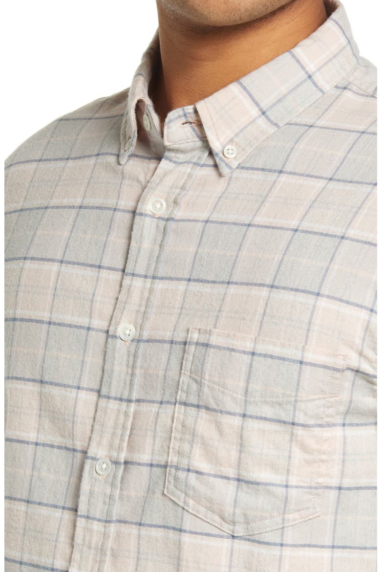 Reid Plaid Stretch Cotton Button-Down Shirt, Alternate, color, ROSE WINDOWPANE MELANGE