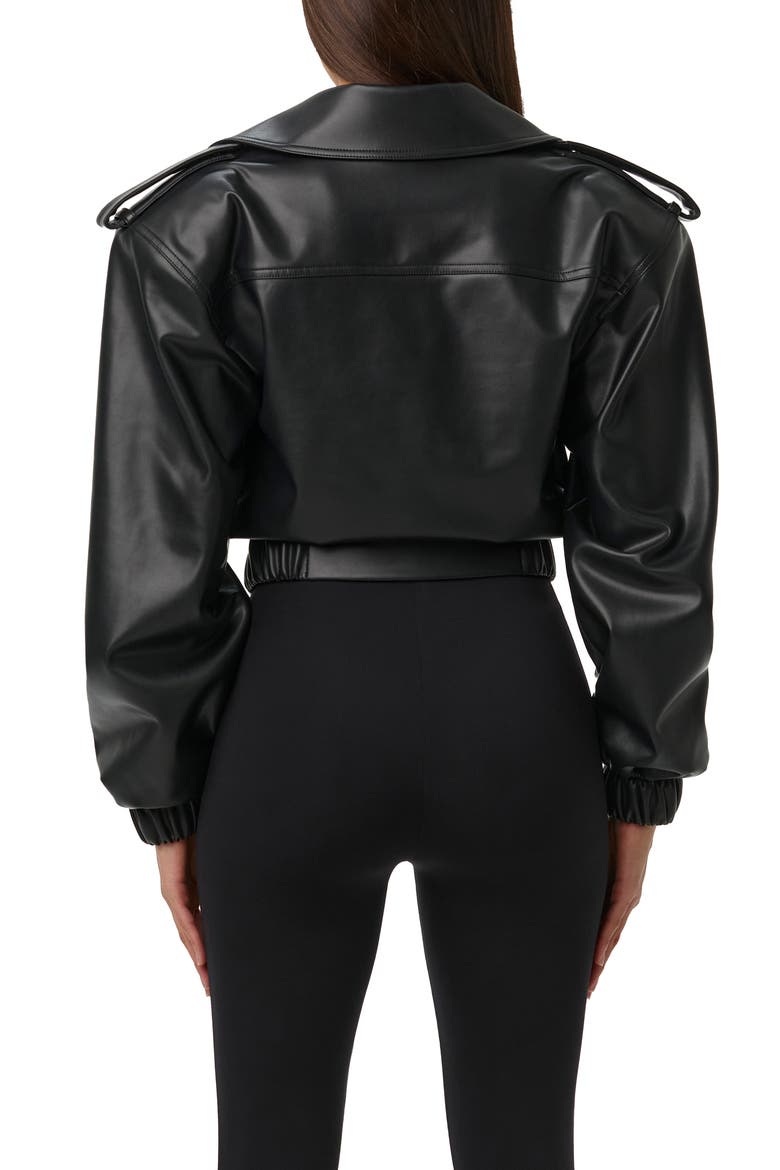 Faux Leather Crop Jacket, Alternate, color, BLACK