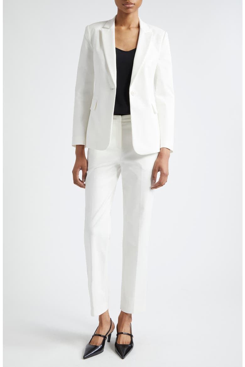 Cotton Blend Ankle Straight Leg Pants, Alternate, color, OFF WHITE