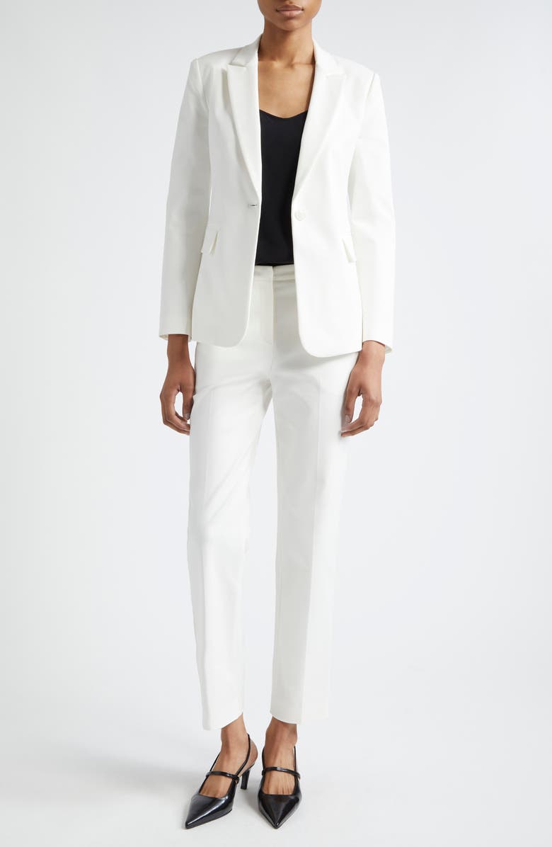 Emporio Armani Cotton Blend Ankle Straight Leg Pants, Alternate, color, Off White