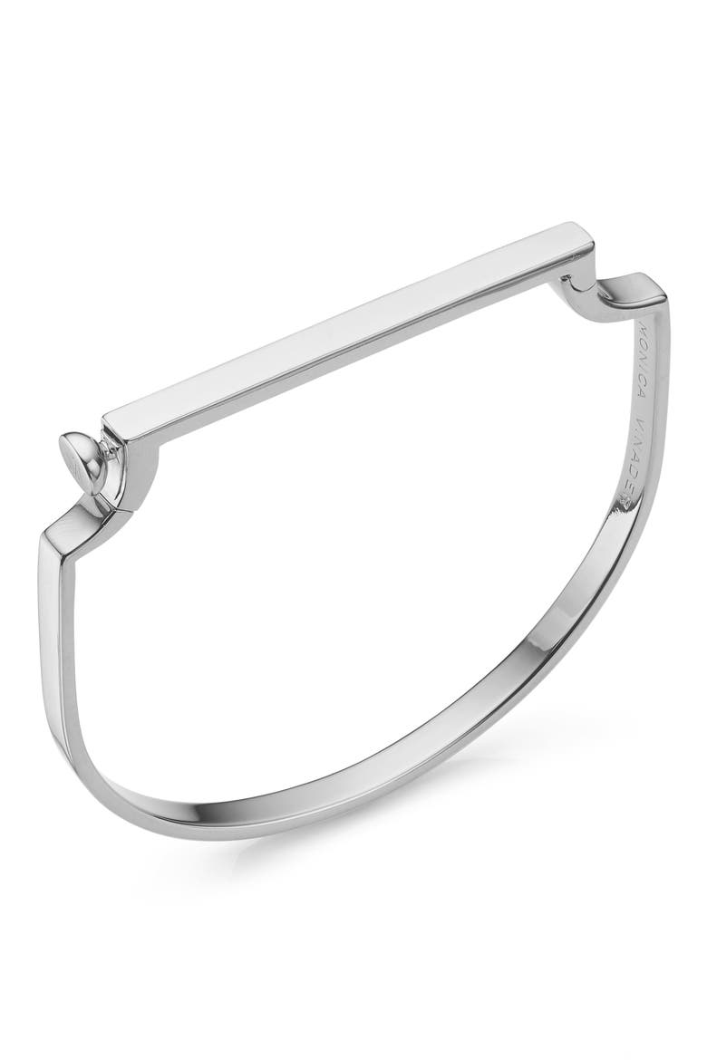 Signature Large Bar Bangle Bracelet, Main, color, SILVER