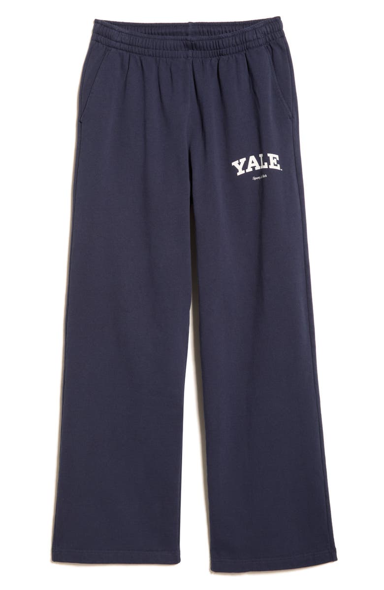 Sporty & Rich Yale Classic Wide Leg Sweatpants, Main, color, Dark Navy