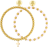 Little Miss Zoe Cross Gemstone and Delicate Gold Bracelet Set