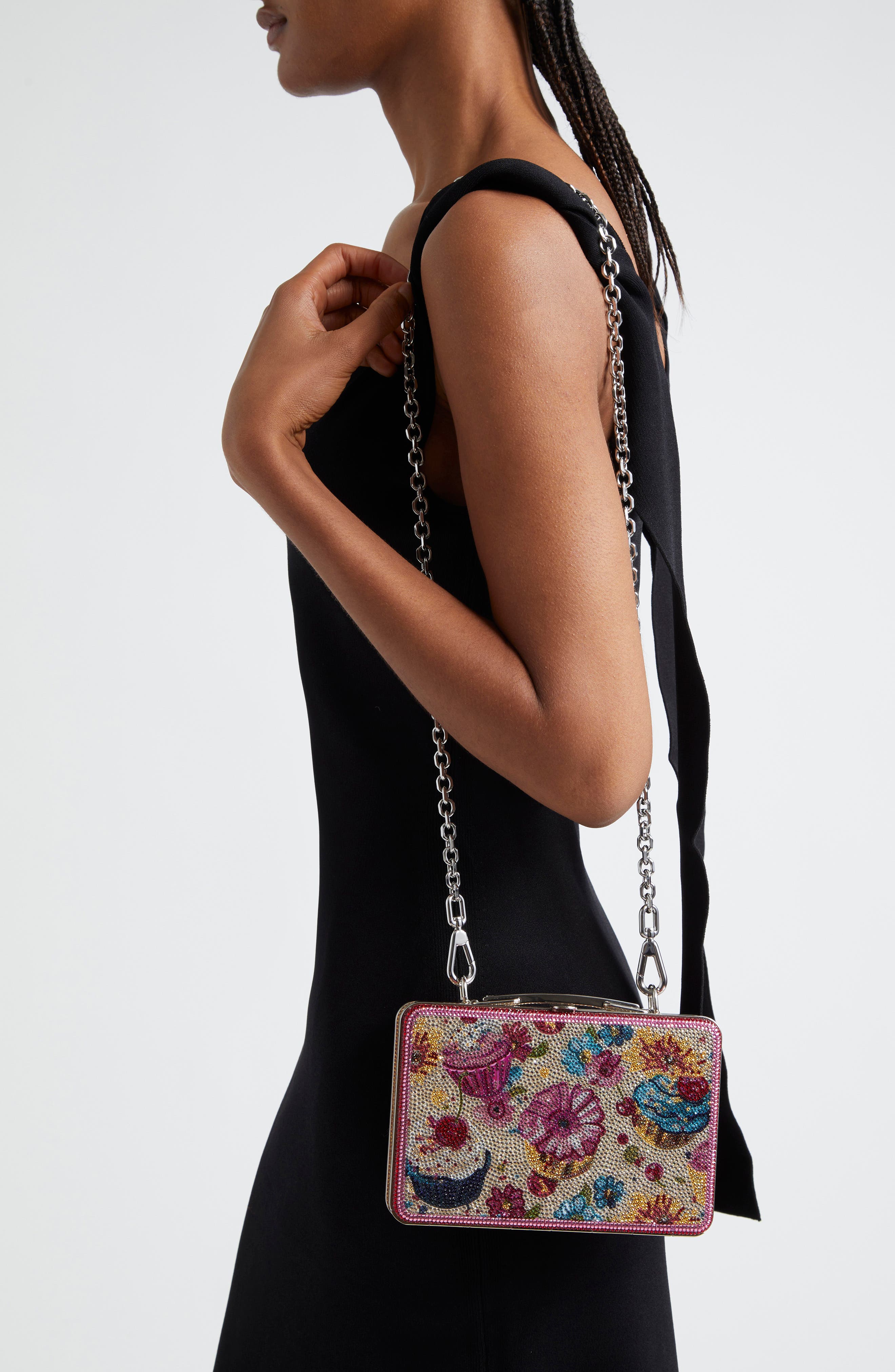 JUDITH LEIBER COUTURE Cupcakes Embellished Lunchbox Clutch, Alternate, color, 