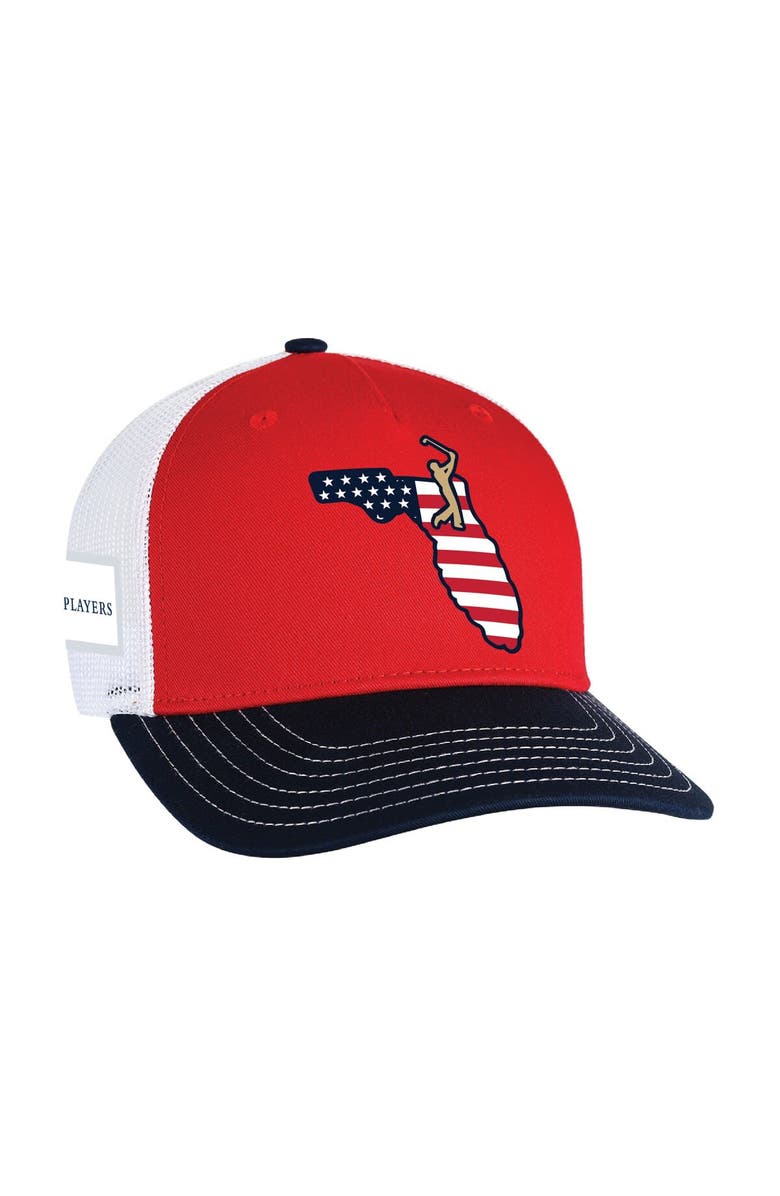 AHEAD Men's THE PLAYERS  Ahead Red Americana Wave Rider Trucker Hat, Main, color, Red
