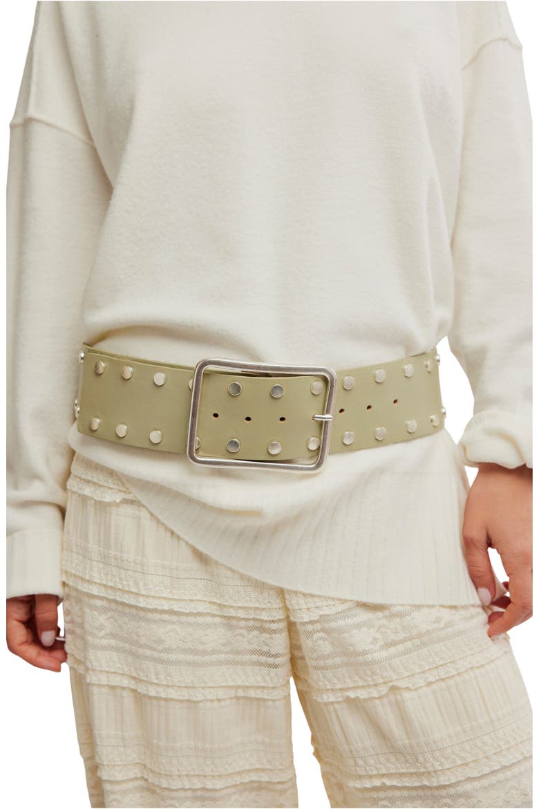 Hex Stud Leather Hip Belt, Alternate, color, GREEN