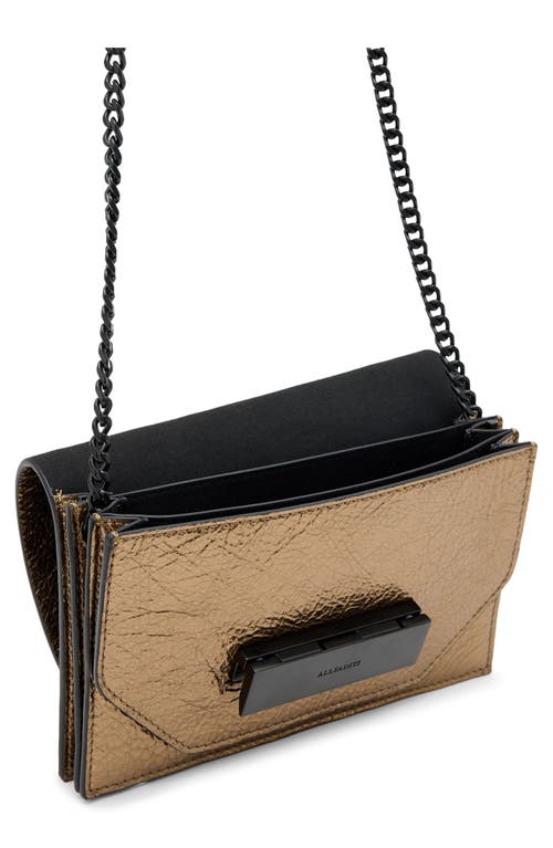 Allsaints Etta Metallic Leather Clutch Bag In Gold