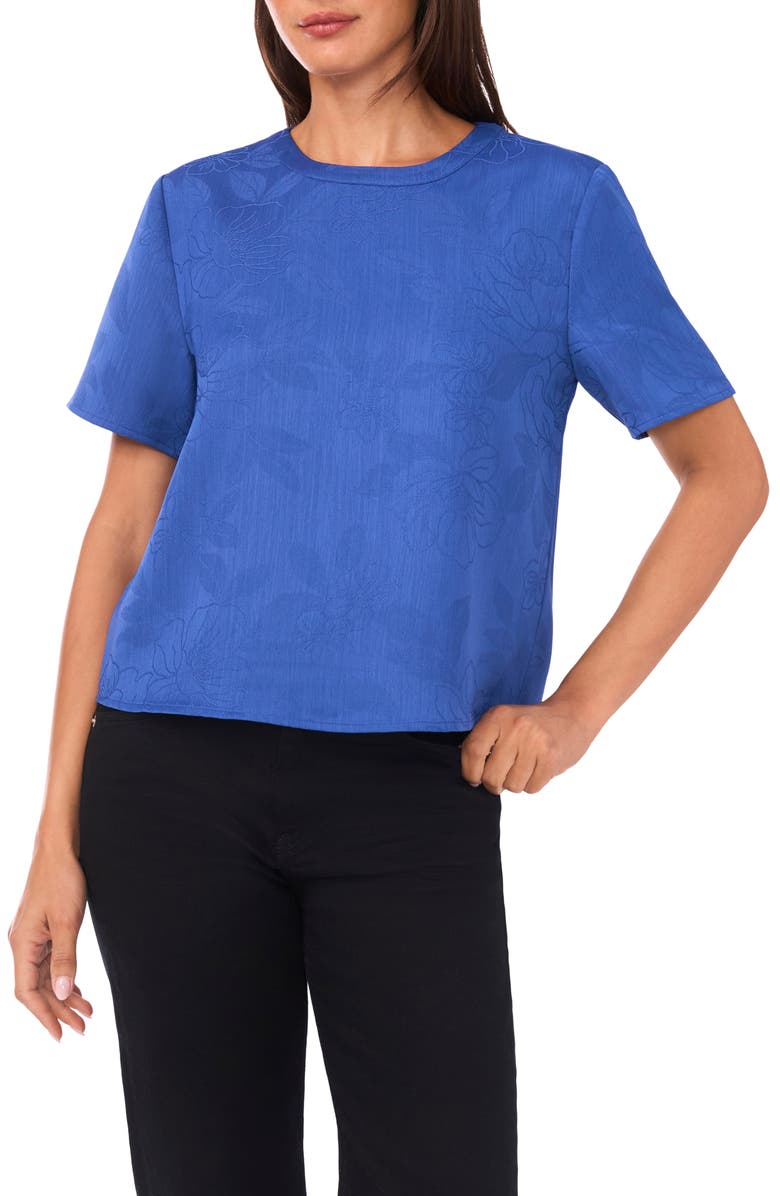 Vince Camuto Embroidered Crewneck Top, Main, color, Ultramarine