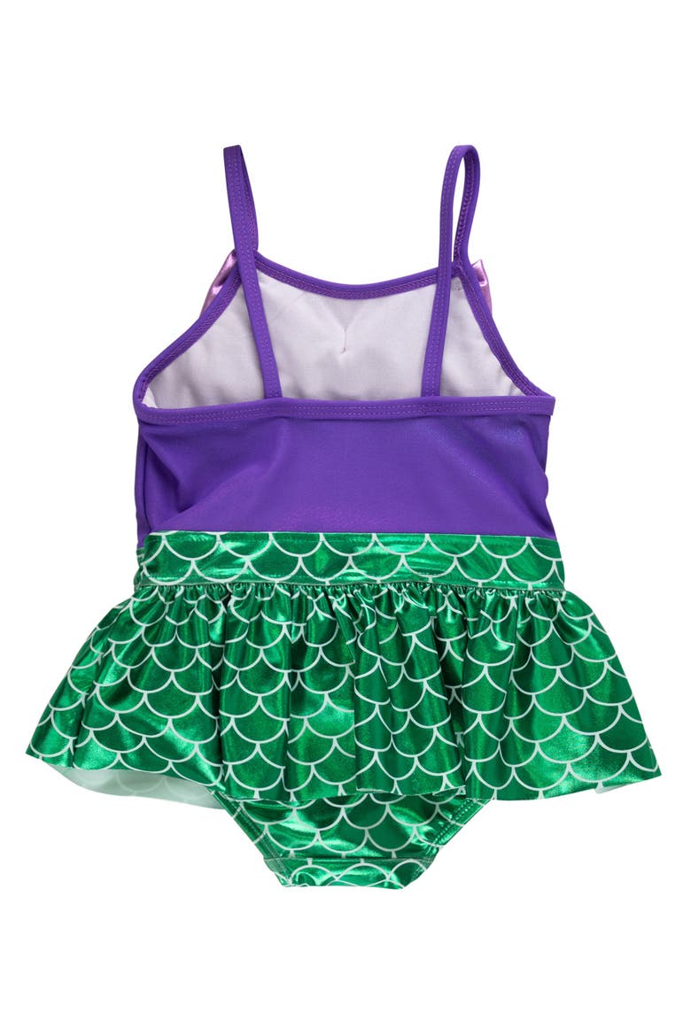 UPF50 Big Bow Skirted One Piece, Alternate, color, Shiny Mermaid Princess