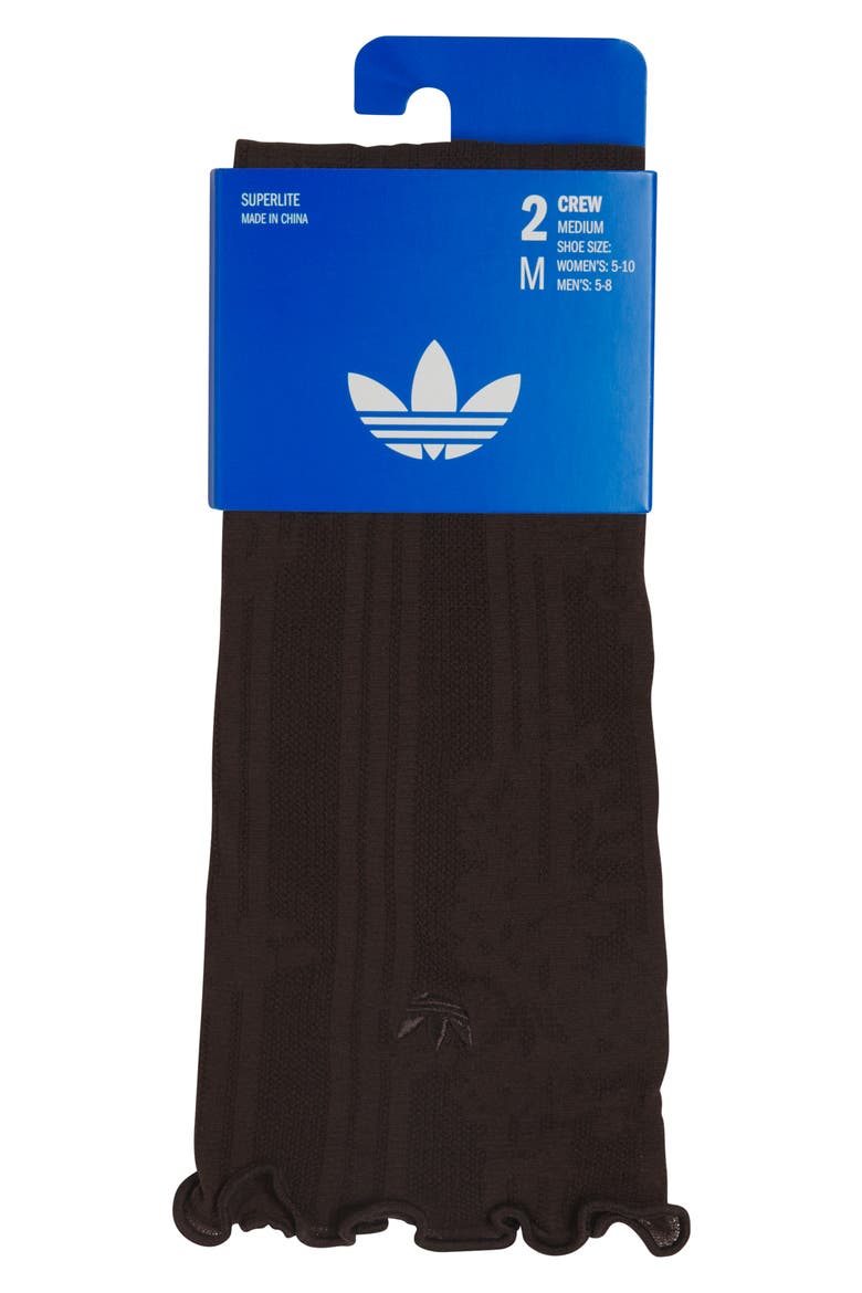 Superlite 2-Pack Assorted Lace Crew Socks, Alternate, color, COFFEE BROWN/ BLACK