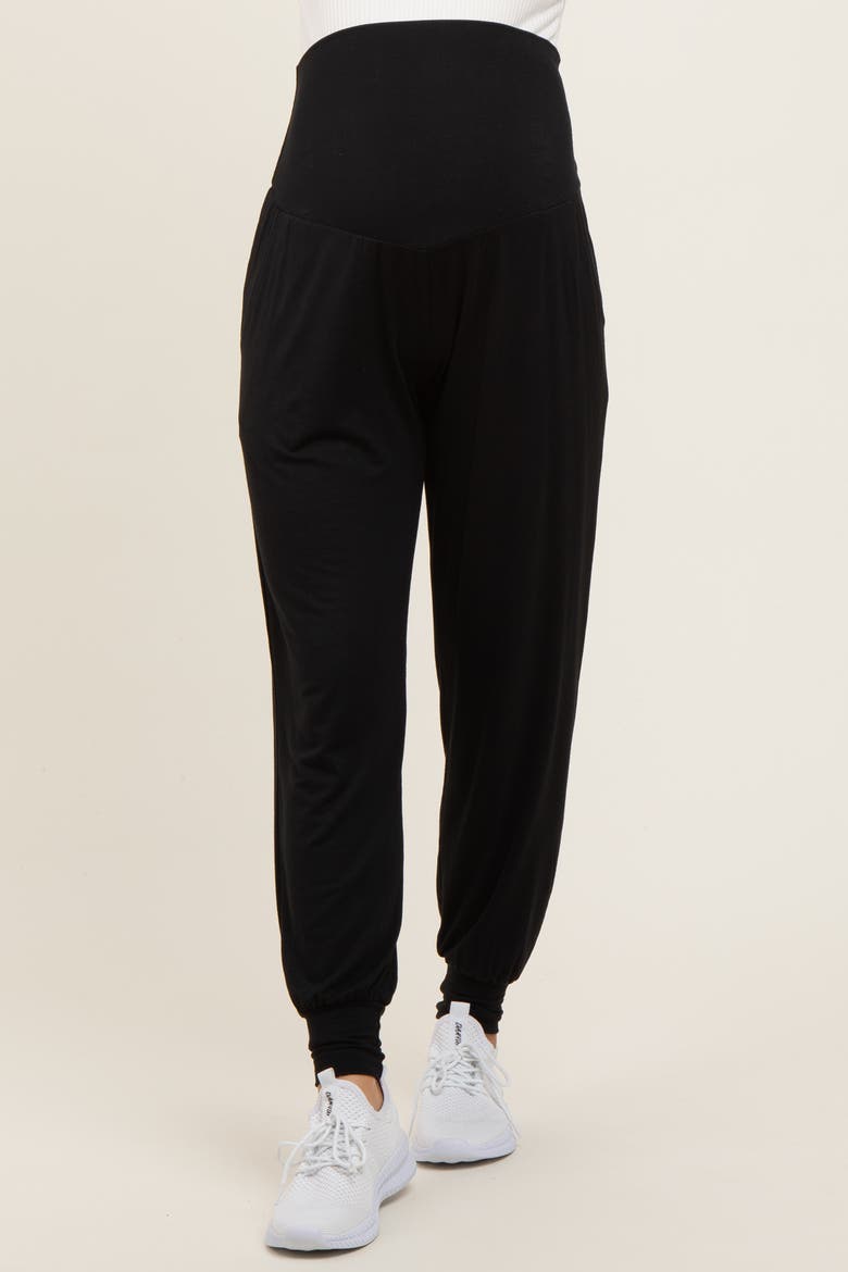 Soft Knit Maternity Joggers, Alternate, color, Black