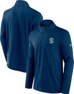 FANATICS Men's Fanatics Branded Heather Deep Sea Blue Seattle Kraken Authentic Pro Rink Quarter-Zip Jacket