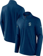 FANATICS Men's Fanatics Branded Heather Deep Sea Blue Seattle Kraken Authentic Pro Rink Quarter-Zip Jacket
