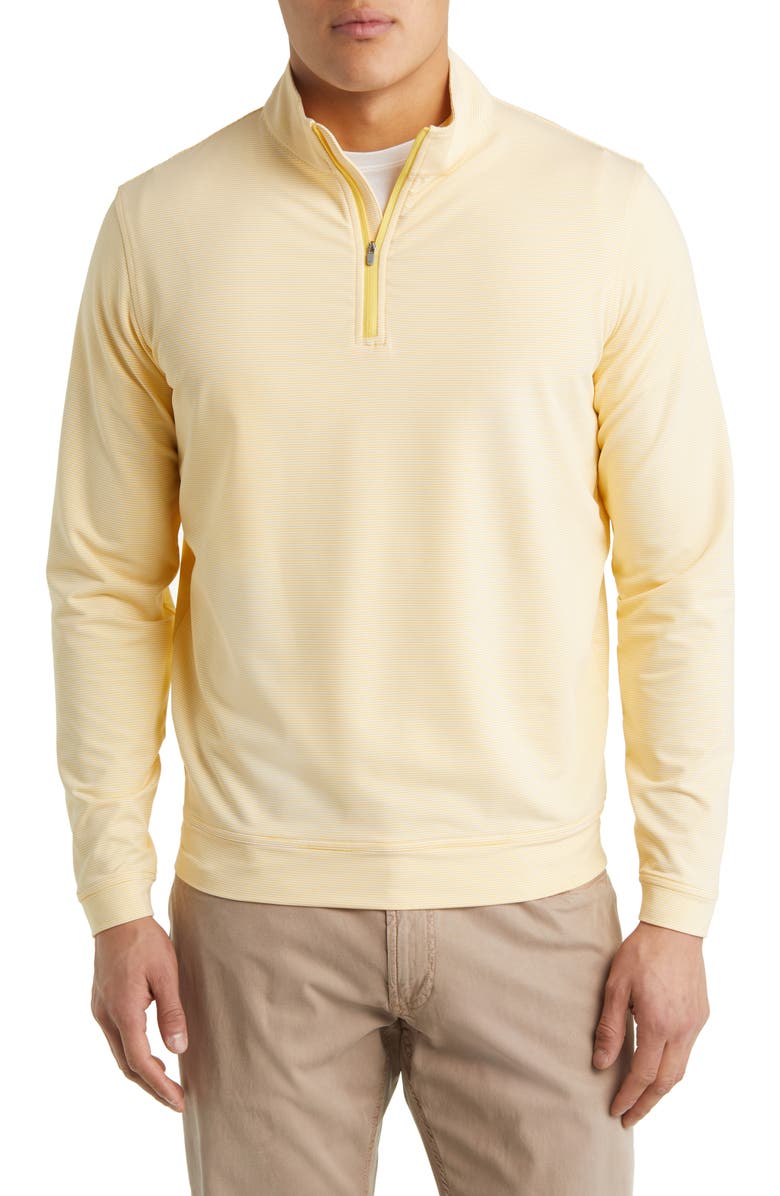 Peter Millar Perth Sugar Stripe Performance Quarter Zip Pullover, Main, color, 