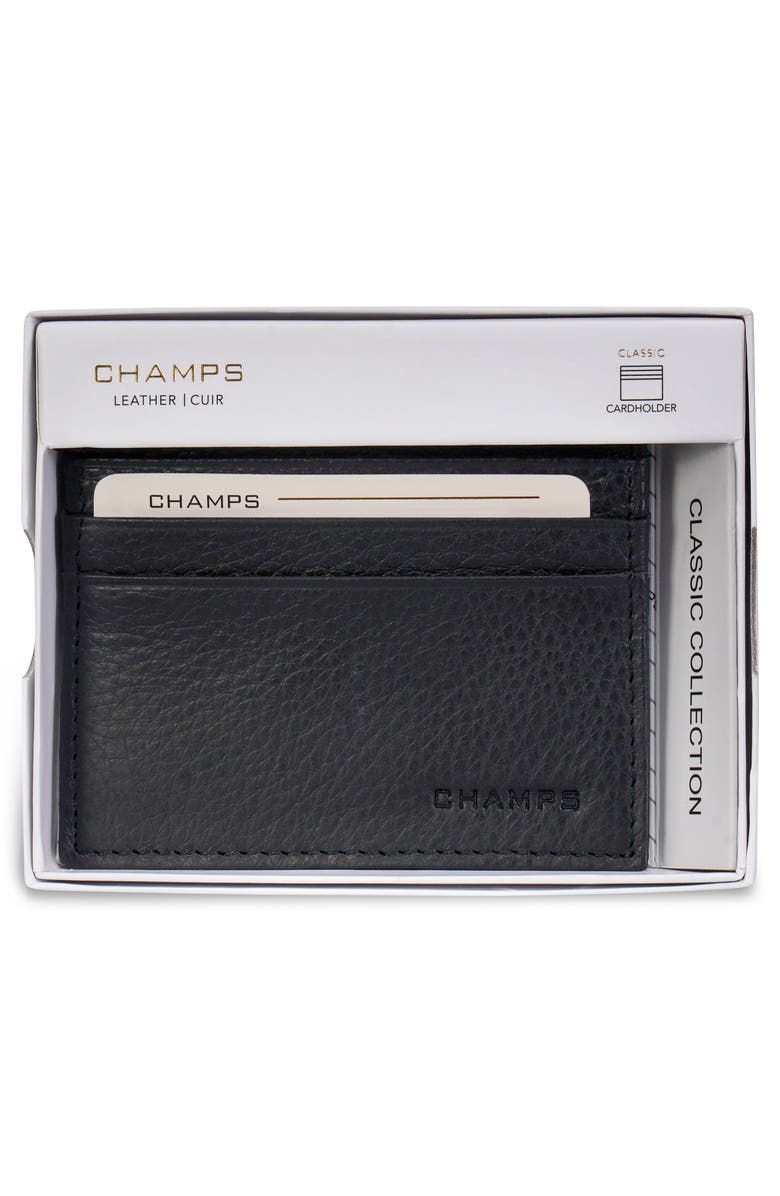 CHAMPS Slim Leather Card Wallet, Alternate, color, Black