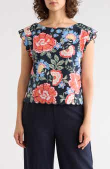 Ellen Tracy Scalloped Crop Tank