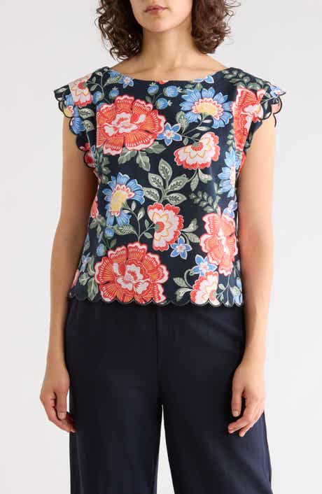 Ellen Tracy Scalloped Crop Tank
