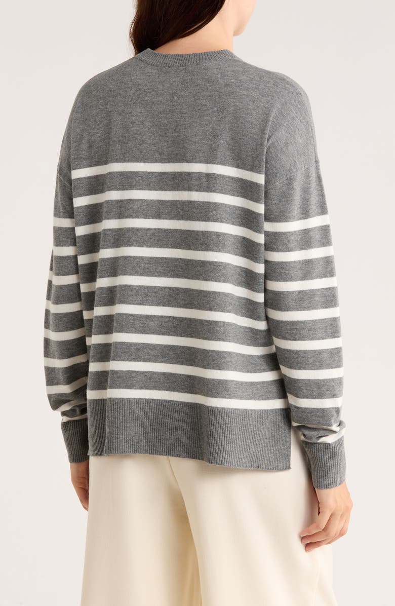 NORDSTROM RACK Stripe Crewneck Sweater, Alternate, color, Grey Dark- Ivory Stripe