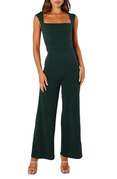 サロペット・オーバーオール・オールインワン THROW SQUARE NECK JUMPSUITS Square Neck Jumpsuit｜ウォッシャブル/防シワ/夏服（つなぎ