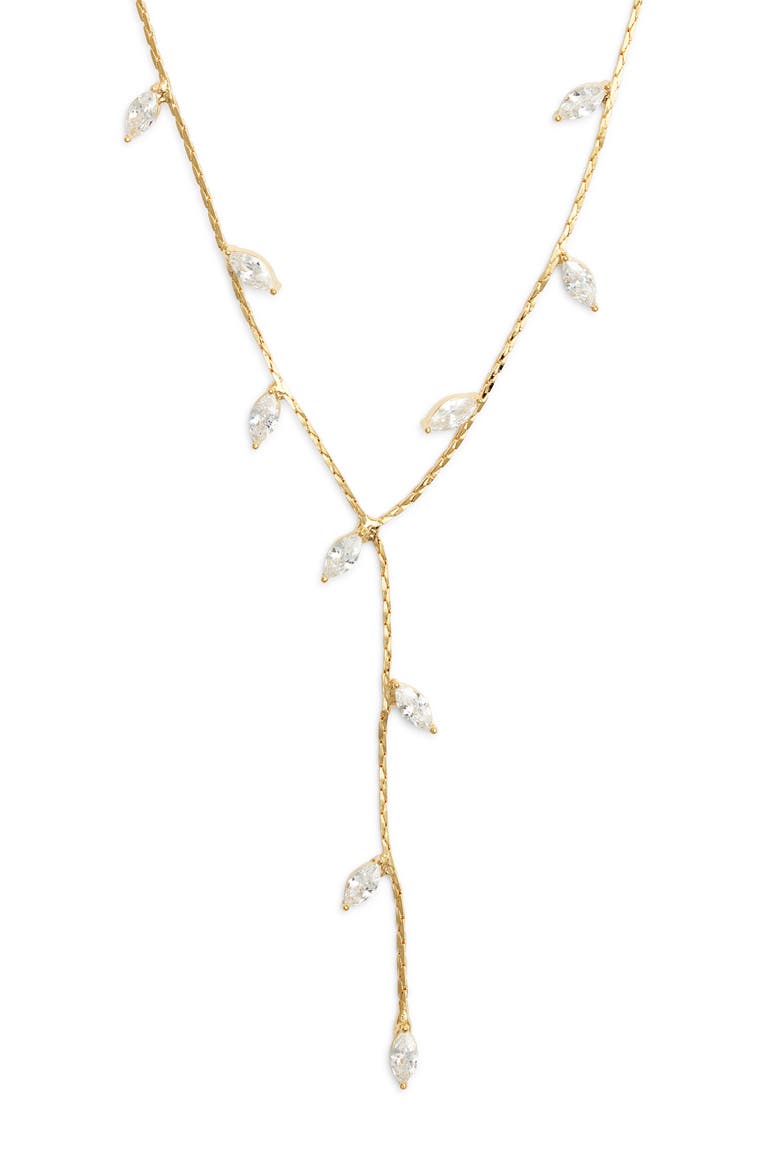 Marquise Cut Cubic Zirconia Y-Necklace, Main, color, CLEAR- GOLD