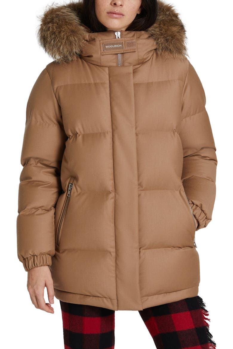 Luxe Aliquippa Down Parka with Genuine Coyote Fur Trim, Main, color, CHIPMUNK