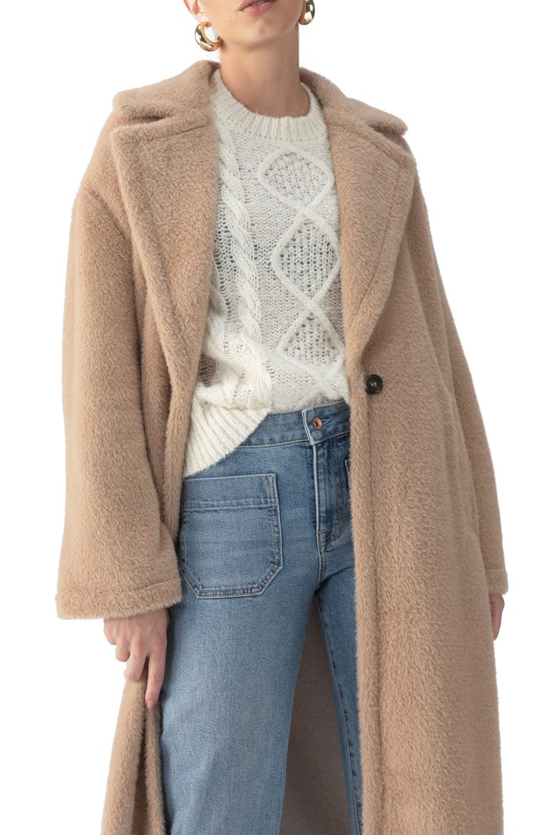 Live-In Faux Fur Coat, Alternate, color, WARM CAMEL