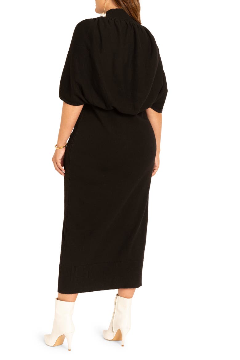 Cape Sweater Dress, Alternate, color, BLACK ONYX