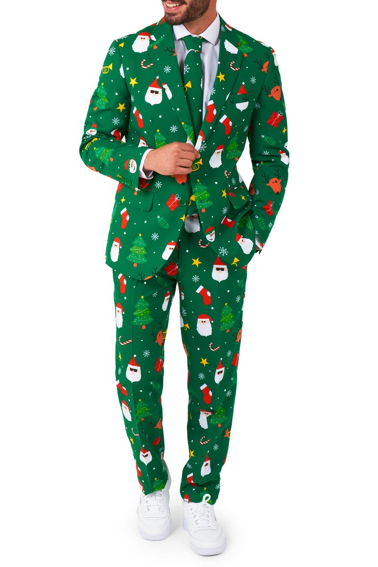 Festivity Green Slim Fit Two-Piece Suit & Tie Set, Main, color, GREEN