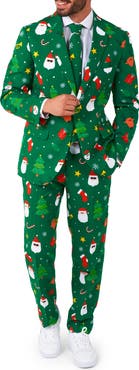 OppoSuits Festivity Green Slim Fit Two-Piece Suit & Tie Set