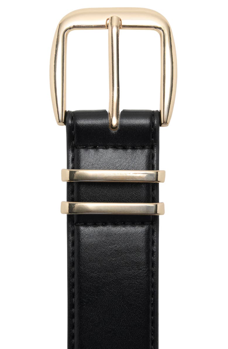 MANGO Square Buckle Belt, Alternate, color, Black