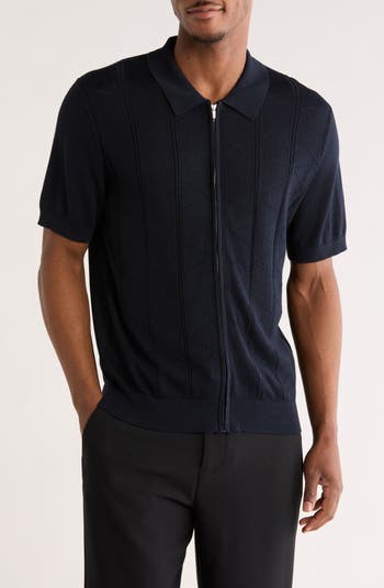 JASON WU Pointelle Zip Front Knit Polo | Nordstromrack