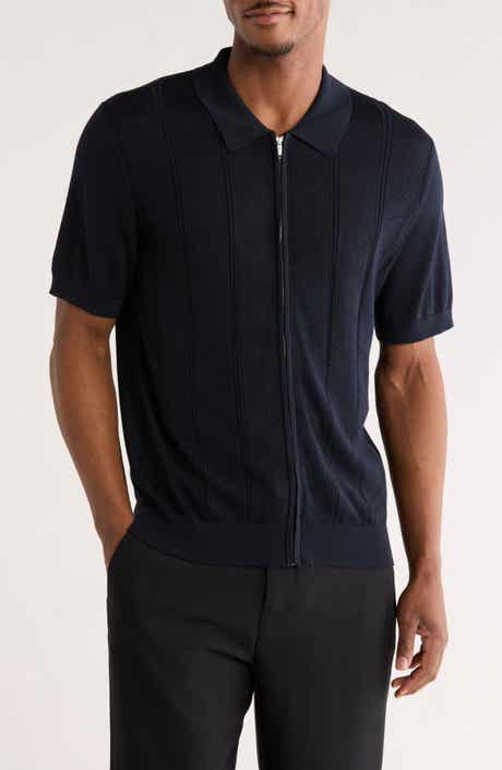JASON WU Pointelle Zip Front Knit Polo