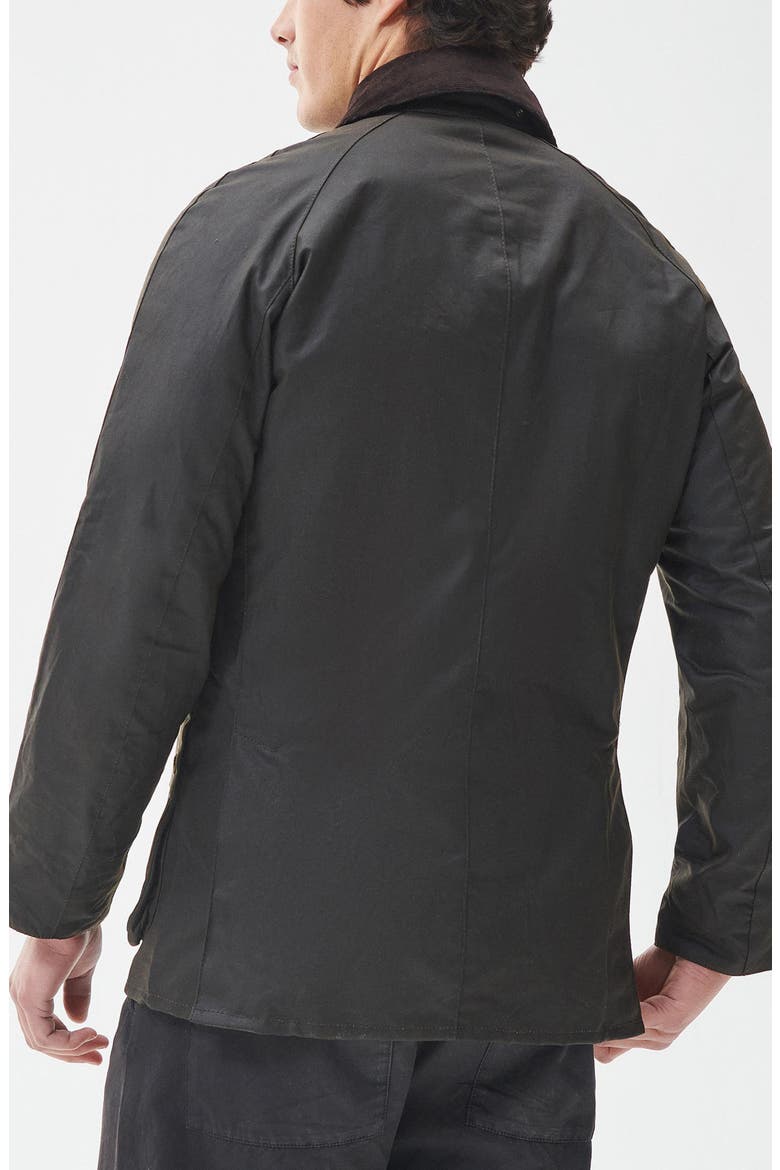 Ashby Corduroy Collar Water Resistant Waxed Cotton Jacket, Alternate, color, OLIVE