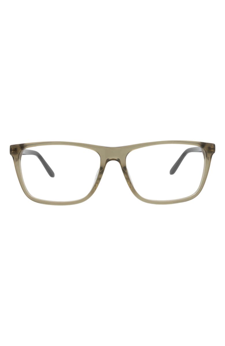 McQueen 56mm Rectangular Optical Glasses, Main, color, Green Silver Transparent