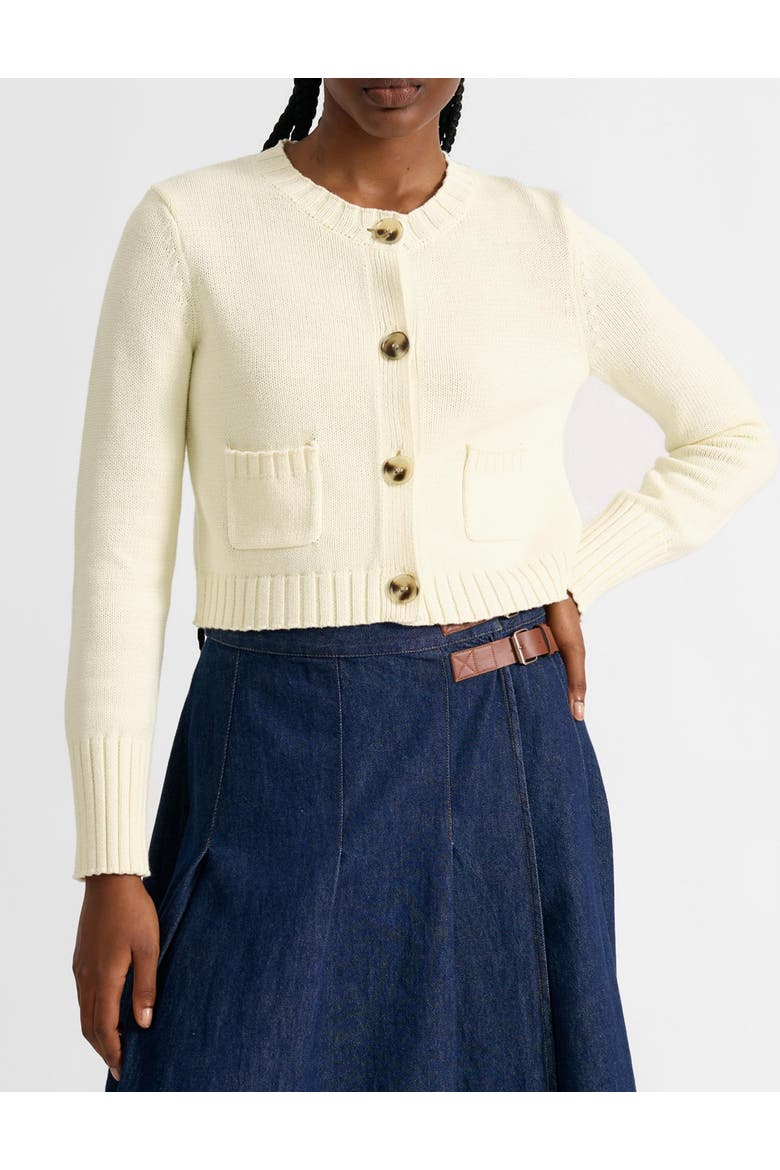 Cotton Cropped Cardigan, Alternate, color, Cream