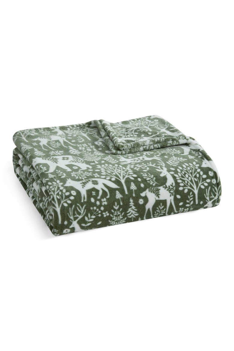 Nordic Forest Reversible Throw, Main, color, DARK GREEN