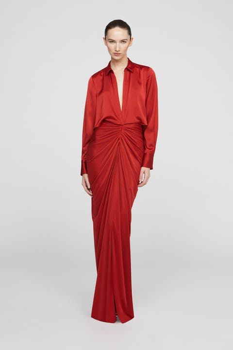 Katrine Jersey And Satin Gown