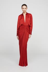 HALSTON Katrine Jersey And Satin Gown
