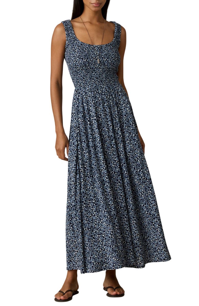 Faherty Sophia Smocked Sleeveless Dress, Main, color, Coastal Bloom