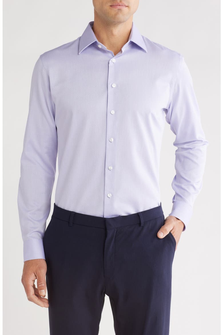Trim Fit Non-Iron Dress Shirt, Main, color, PURPLE THISTLE BOBBI DOBBY