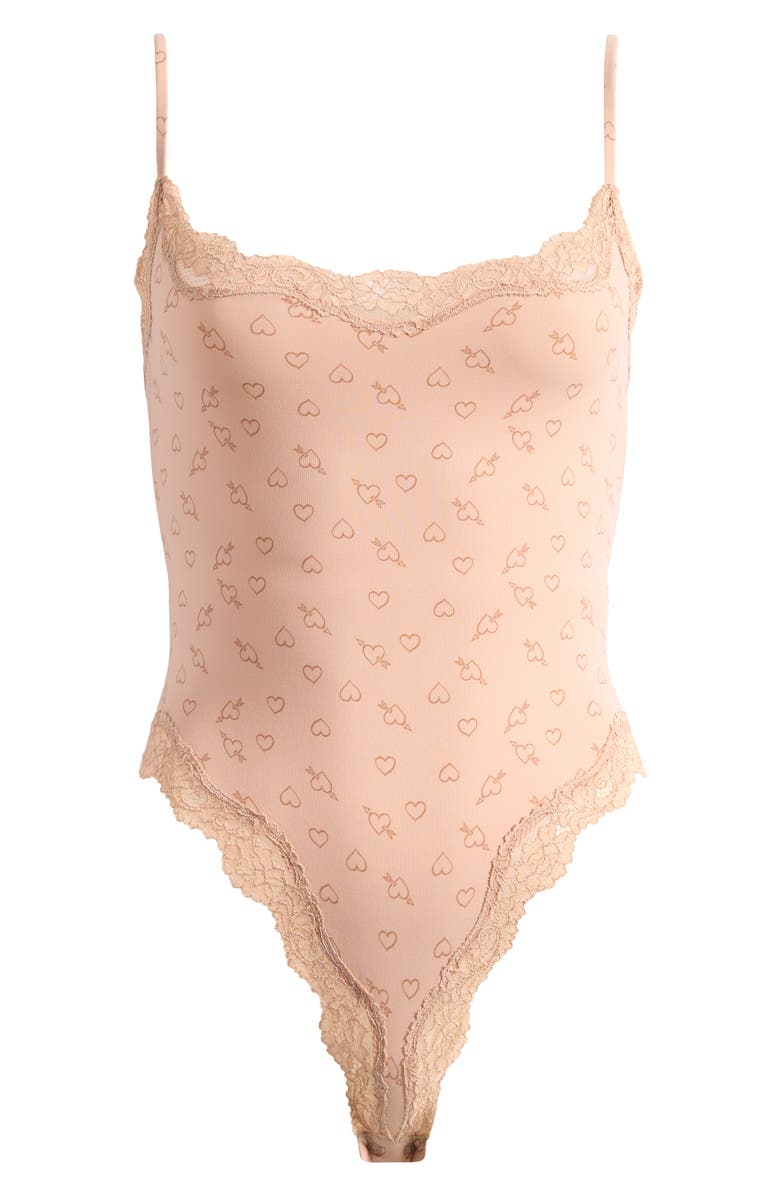 SKIMS Fits Everybody Lace Cami Bodysuit, Alternate, color, Mica Sketched Hearts