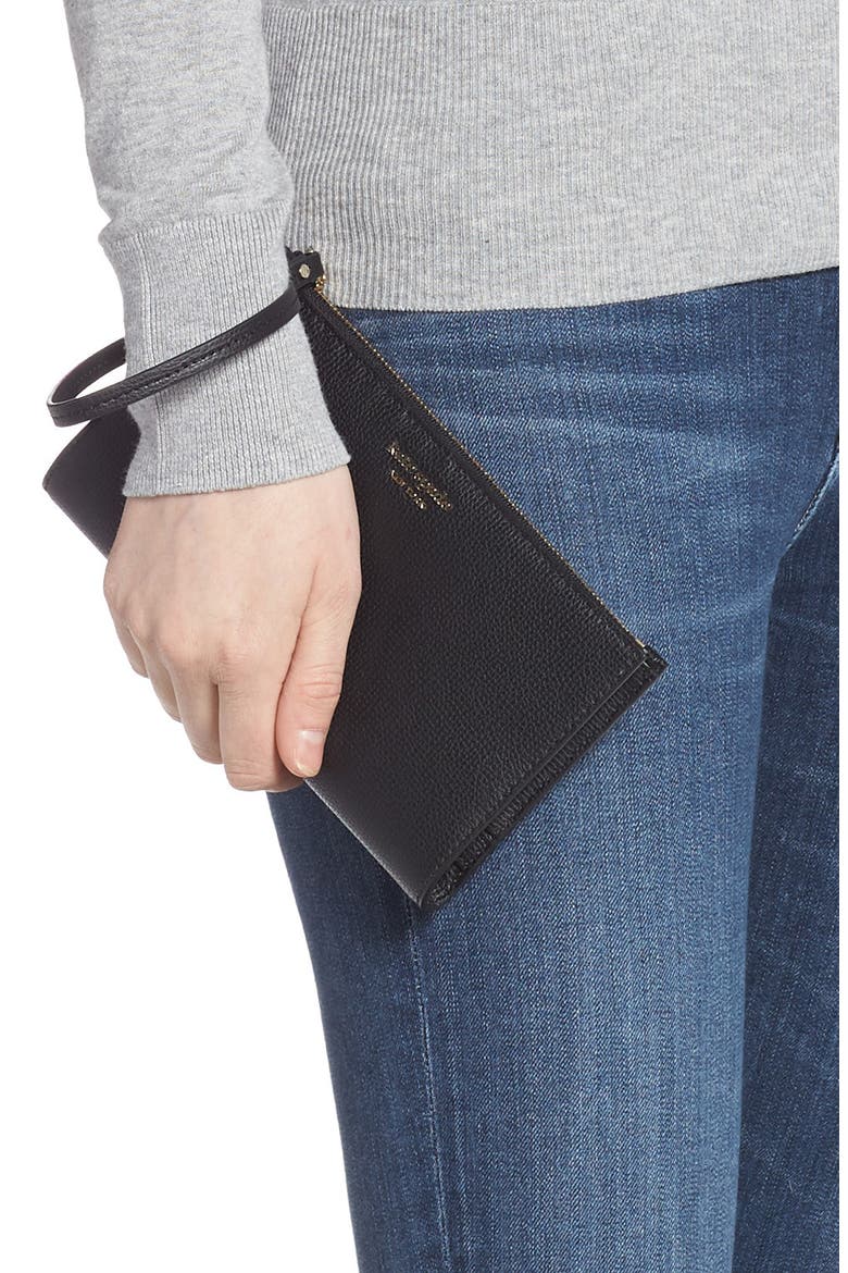 large sylvia leather wristlet, Alternate, color, BLACK