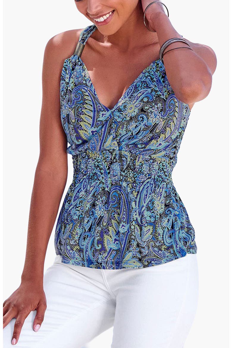 Strap Detail Top, Main, color, Blue Multi