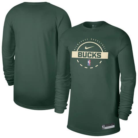 Men's Nike Hunter Green Milwaukee Bucks 2025/26 On-Court Flare Performance Practice Long Sleeve T-Shirt