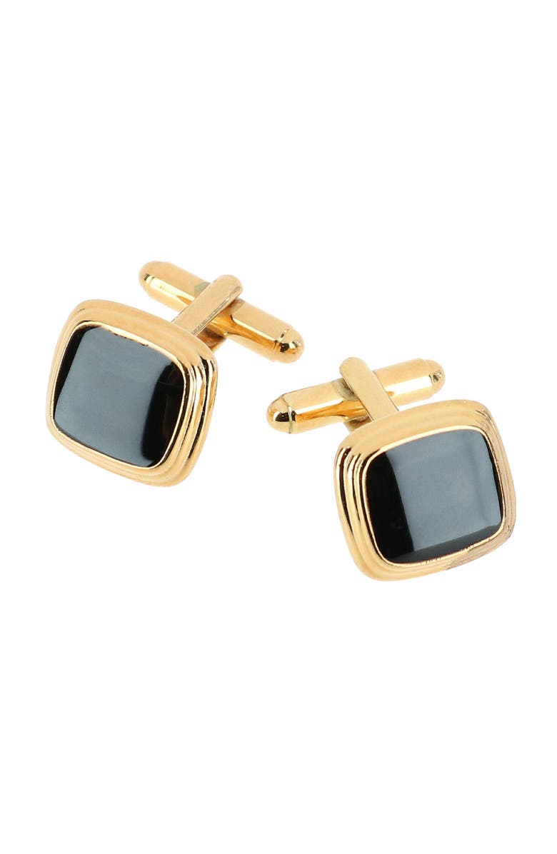 Trafalgar Black Lacquer Cushion Cufflinks, Main, color, Gold