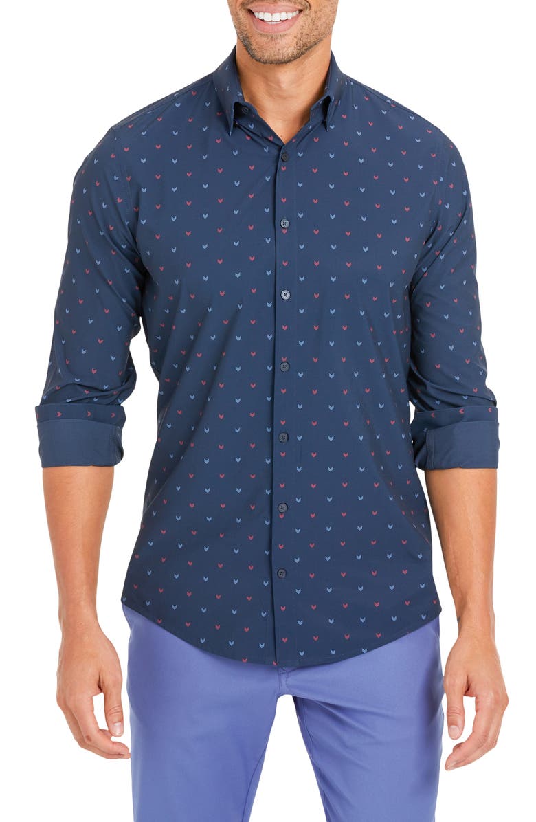Mizzen+Main Lightweight Leeward Stretch Print Button-Up Shirt, Main, color, 