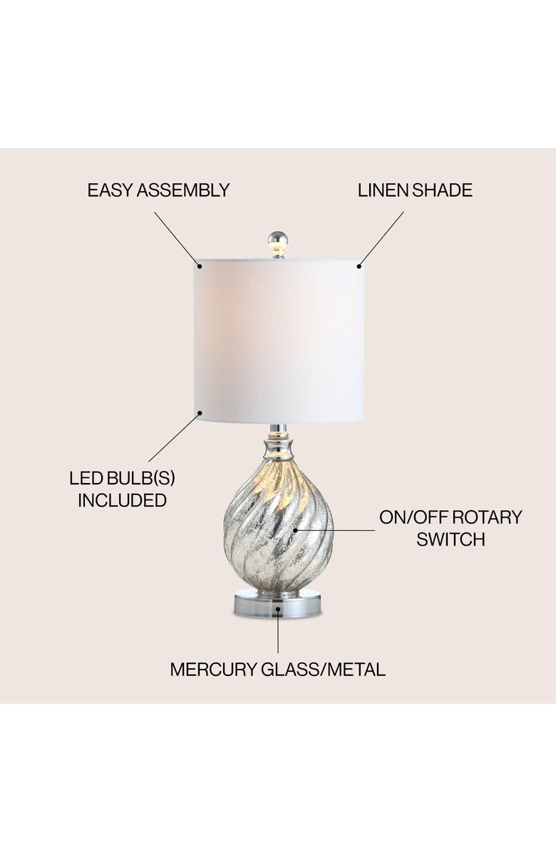 JONATHAN Y Lawrence Glass/Metal LED Table Lamp, Alternate, color, Mercury Silver