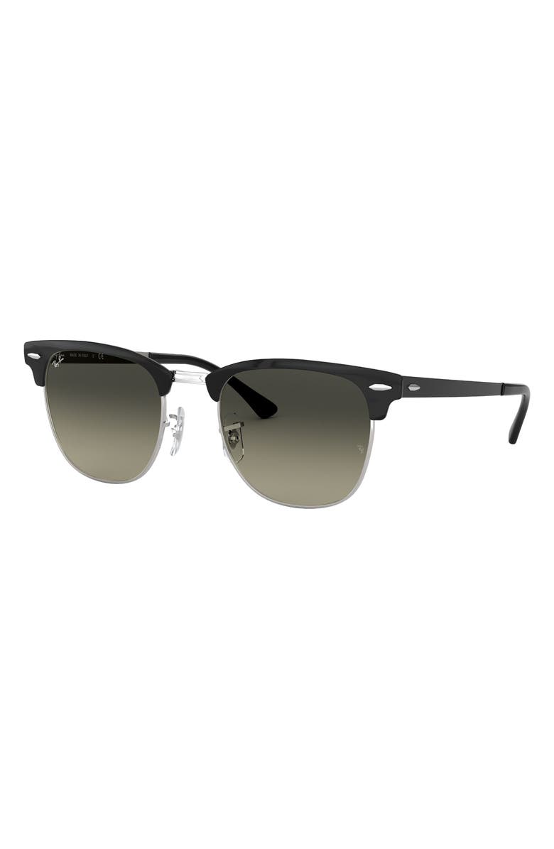 Ray-Ban Clubmaster 51mm Sunglasses, Alternate, color, Silver/ Black/ Grey Gradient